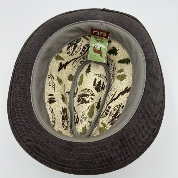 Paul Frank Brown Corduroy Fedora Hat Julius Monkey Herringbone Band Retro - Picture 8 of 10